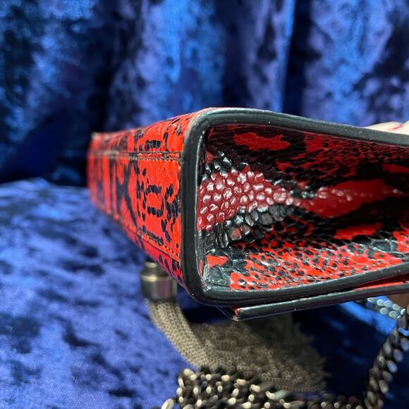 YSL Yves Saint Laurent Red / Black Snake Embossed Cross Body / Shoulder Bag COA - Picture 2 of 6